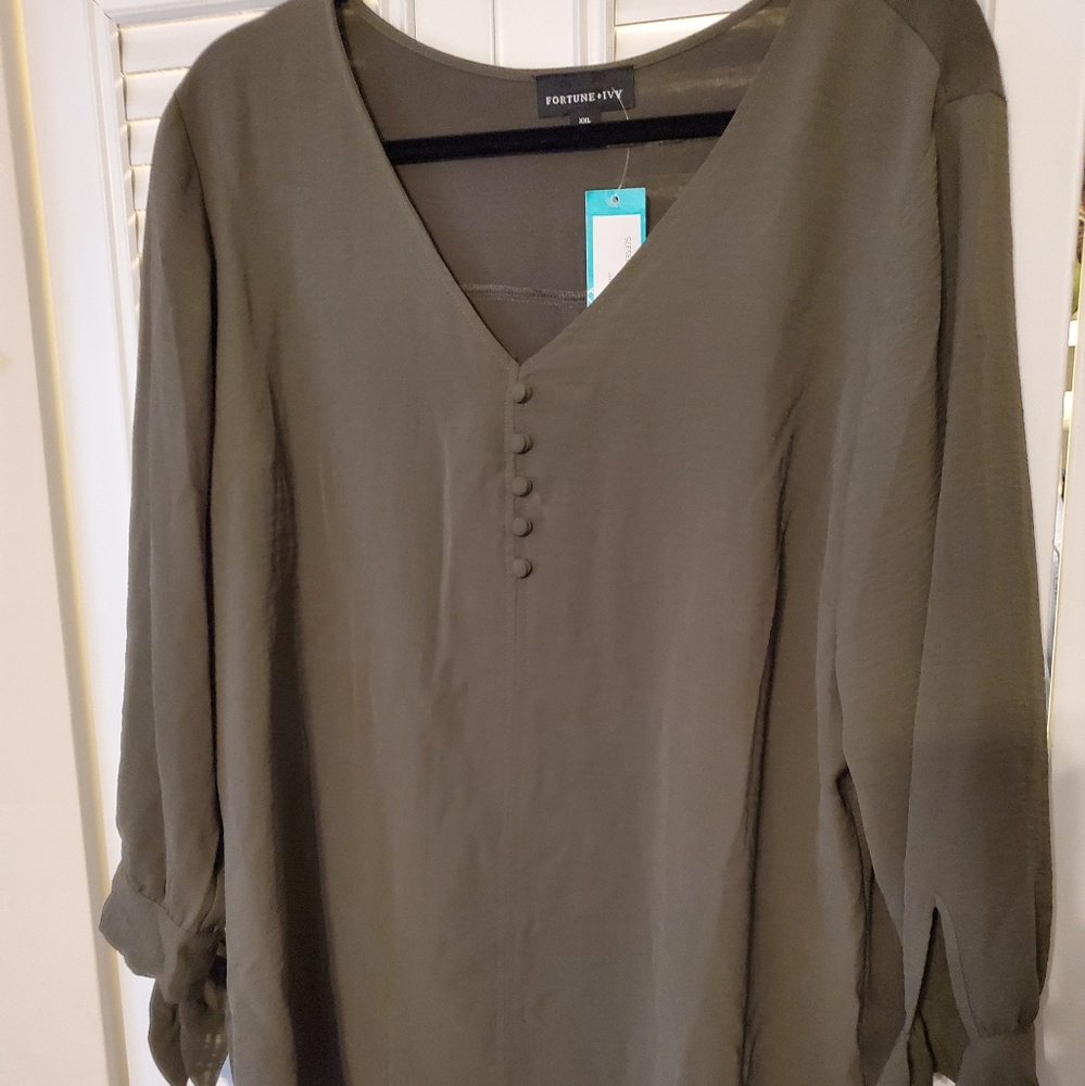 Fortune + Ivy olive color blouse